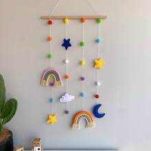 Suporte de exibição de cabelo com pompom e arco-íris, grampos para pendurar na parede, brinquedos decorativos para berçário de bebês e meninas 2024 - compre barato