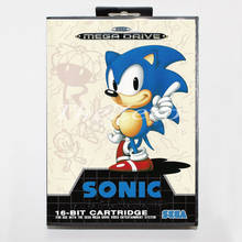 Sonic theouriço com caixa para 16 bit md cartão de jogos de vídeo para sega mega drive/genesis 2024 - compre barato
