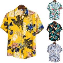 Men Printed Hawaiian Beach Shirt Blouse Men Tropical Button Top Flexible Comfortable Leaves Shirt Casual Wild Shirt 2024 - buy cheap