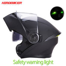 HEROBIKER Motorcycle Helmet Modular Dual Lens Filp Up Helmet Moto Helmet For Men Removable Washable Lining With Night Light LED 2024 - buy cheap
