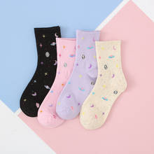 Planet Point Yarn Funny Creative Moon Stars Women Warm Cute Novelty Socks 2024 - buy cheap