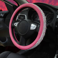 Crystal Rhinestone Universal Steering Wheel Covers Leather Steering-Wheel Cover Car Accessories Interior Women Car Decoration 2024 - buy cheap