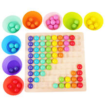 Rainbow Wooden Clip Go Game Set Dot Bead Board Game Toy Rainbow Clip Bead Montessori Educational Toys 2024 - buy cheap