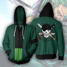 Roronoa Zoro Sweatshirts  Anime One Piece 3D Hoodie Cosplay costume zipper green Thin Pullover Hoodies Tops Outerwear Coat 2024 - buy cheap