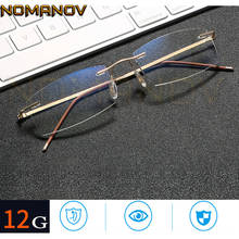 Armação de titânio óculos de leitura ultra leve e sem aro, anti-luz, 0.75 1 1.5 1.75 2 2.25 a 4 2024 - compre barato