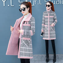 Plaid Thickened Plus Velvet Mid-Length Cotton Coat Jacket Women 2020 Winter New Style Lamb Wool Popular Women's Woolen Coat L8 2024 - buy cheap