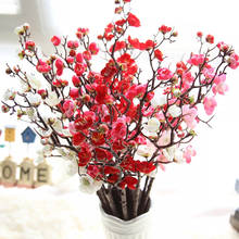 Ramos de flores artificiais em 30cm, flor de ameixa vermelha, pêssego, flores de cereja, buquê para casa, jardim, casamento, aniversário, primavera, decoração de festa 2024 - compre barato