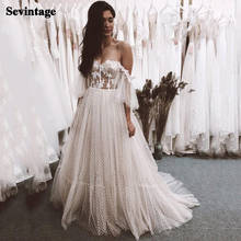 Sevintage-Vestidos de Novia de encaje punteado, con los hombros descubiertos, Color Nude, vestidos de novia de princesa bohemios, 2021 2024 - compra barato