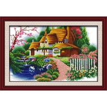 Dream Cottage Landscape Cross Stitch Printing Pattern Traditional Embroidery 11CT14CT Needlework Crafts Home Decoration Painting 2024 - buy cheap