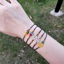 Fairywoo conjunto de pulseiras de animais, bracelete de unicórnio, pingente de maçã, pulseiras de gato, abelha, joias melancia, pulseira ajustável 2024 - compre barato