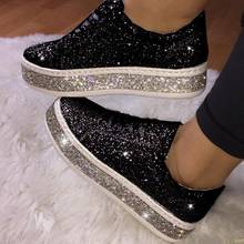 2020 Women's Glitter Sneakers Woman Flat Shoes Spring Casual Ladies Vulcanized Female Flat Platform Lace Up Fashion Shoes 2024 - buy cheap