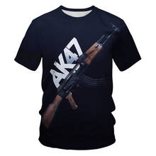 Camiseta de moda de verano para hombre, camisa informal con estampado de rifle AK473D, hip-hop 2024 - compra barato