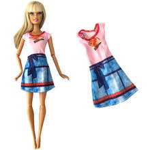 NK One Pcs Doll Colorblock Clothes Handmade Party Fashion Dress Casual Dress Suit Suitable For Barbie Doll Child Gift 279A 6X 2024 - buy cheap