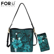 Bolsa de mão feminina de luxo forudesigns, bolsa transversal, tartaruga havaiana, estampa floral, turquesa 2024 - compre barato