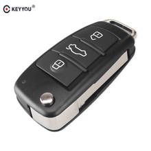 KEYYOU 10pcs Replacement 3 Buttons Flip Car Key Case Shell Fob For Audi Q7 A3 A4 A6 A6L A8 TT Remote Key With Blade 2024 - buy cheap