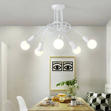Lustre industrial vintage, luminária de teto em branco e preto com design nórdico para casa e loja 2024 - compre barato