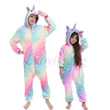 Kigurumi unicórnio onesie adultos crianças pijamas unicórnio pijamas para crianças pijamas animais de inverno meninos meninas trajes de licorne 2024 - compre barato