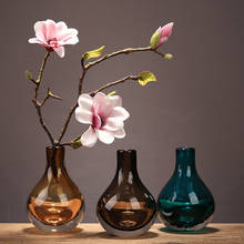 Креативная цветная стеклянная ваза гидропонная маленькая стеклянная ваза для украшения дома модель стола для офиса и офиса украшение для цветов 2024 - купить недорого