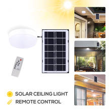 Luz LED solar de techo con control remoto, 18W, lámpara de control de luz de sincronización para jardín, balcón, jardín, calle, cable de 5M, luz blanca 2024 - compra barato