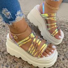 Sandálias femininas de tamanho grande, calçado plataforma, sandálias de verão para mulheres, novo design de cinto, sandálias casuais de verão, 43, 2021 2024 - compre barato