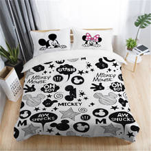 Disney Black White Mickey Minnie Mouse 3D Printed Bedding Set Adult Twin Full Queen King Size Bedroom Decoration Duvet Cover Set 2024 - buy cheap
