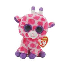 Ty Beanie-peluche de ojos grandes de 6 "y 15cm, jirafa moteada rosa, Animal de peluche, juguete coleccionable, regalo de cumpleaños y Navidad 2024 - compra barato