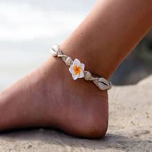 Summer Beach Natural Seashell Anklets Handmade Weave Rope Chain Anklet For Women Bohemia Soft Clay Flowers Ankle Foot Jewelry 2024 - buy cheap