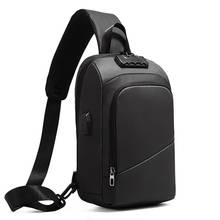 Bolsa de ombro antifurto masculina, bolsa pequena esportiva de viagem à prova d'água via usb com carregador 2024 - compre barato