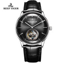 Reef Tiger/RT Hot Brand Luxury Top Real Tourbillon Mechanical Watch Genuine Leather Strap Automatic Men Watch reloj hombre 2024 - buy cheap