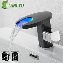 LANGYO Waterfall LED Basin Tap Colors Change with Temperature Bathroom Faucet Cold and Hot Water Mixer Washbasin Tap BR-2018A109 2024 - buy cheap