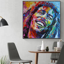 Bob Marley en la pared, pintura en lienzo, retrato artístico, carteles e impresiones, imágenes de pared para sala de estar, Cuadros, decoración del hogar 2024 - compra barato