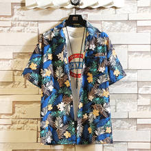 Camisa de playa con estampado Floral para hombre, ropa informal holgada de manga corta a la moda, talla grande 5XL M-4XL asiática, verano, 2021 2024 - compra barato