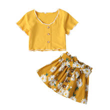 Crianças da criança roupas da menina do bebê outfits topos camiseta + vestido de saia floral conjunto 2024 - compre barato