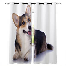 Cortinas de ventana de Animal Corgi para dormitorio, cortina de cocina, Panel de decoración navideña para el hogar, sala de estar 2024 - compra barato