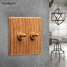 High Quality Yellow Wood Grain Color Brass Toggle Switch 1-4 Gang 2 Way 86 Wall Light  Switch 10A 220V 2024 - buy cheap