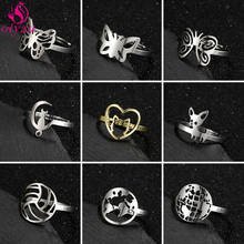 Newly Designed Fashion Jewelry Unisex Stainless Steel Butterfly Ring Adjustable Size Animal Ring Female Volleyball Day Jewelry 2024 - buy cheap