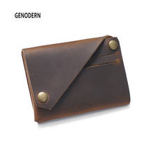 GENODERN Crazy Horse Leather Credit Card Holder Retro Business ID Card Case Detachable Mini Male Purse for Men & Women 2024 - buy cheap