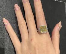 925 стерлингового серебра желтый квадрат кольцо с камнями, романтические Кристальные конфетное кольцо элегантные серебряные обручальные кольца известный ювелирные изделия женские 5ct 2024 - купить недорого