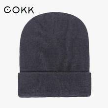 COKK Winter Cold Proof Ear Protecting Knitted Cap For Men And Women Sports Headgear Simple Flanging Hat Male Cycling Beanie 2024 - buy cheap