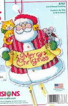 cross stitch Kits  Counted Cross Stitch Kit Merry Christmas Santa Cat and Mouse Greeting Wind Chimes Windbell Ornament DIM 2024 - buy cheap