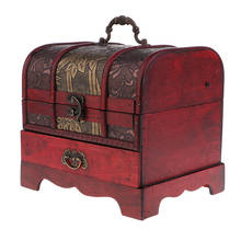 Caja de almacenamiento de joyas de madera Vintage, Cofre del Tesoro, organizador, caja de regalo, 22x16cm 2024 - compra barato