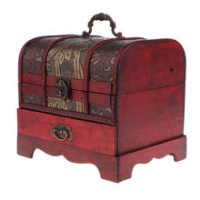 Vintage Wooden Jewelry Storage Box Treasure Chest Organizer Gift Box 22x16cm 2024 - buy cheap