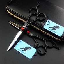 6.0 tesoura de corte de cabelo profissional tesoura cabeleireiro barbeiro profissional conjunto japão desbaste tesouras kit 2024 - compre barato