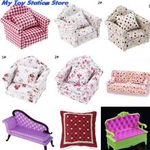 Hot Sale 1 Set Doll House Toys Mini Dollhouse Furniture Flower Cloth Sofa Couch With 2 Full Cushions For girls Accessories 2024 - buy cheap
