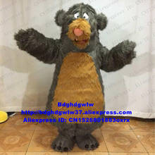 Longa pele cinza escuro urso baloo mascote traje adulto personagem dos desenhos animados terno atividade do estudante circularize flyer zx2346 2024 - compre barato