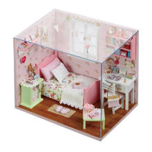 Casa de muñecas en miniatura para decoración del hogar, muebles de madera con ángulo de sol, juguetes creativos hechos a mano 2024 - compra barato