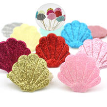 50Pcs 3.8*4.2cm Glitters Shell shiny Padded Appliques for Kids Hairpin headwear Decor or birthday Cake Insert Cards accessories 2024 - buy cheap