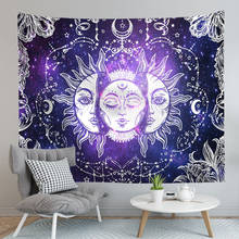 Tapiz de Luna y sol para colgar en la pared, tapiz de Mandala, decoración psicodélica de granja, Hippie, Boho, colcha fina, toalla de playa 2024 - compra barato