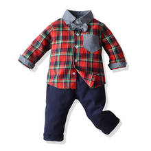 Tem doger winter and autumn baby boys clothing sets shirt with tie +jumpsuits 2 pcs cute baby suits casual outfits 2024 - buy cheap