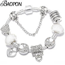 BAOPON Vintage plata cristal amor colgante Pulsera Original DIY blanco Murano pulseras finas brazaletes para joyería de mujer 2024 - compra barato